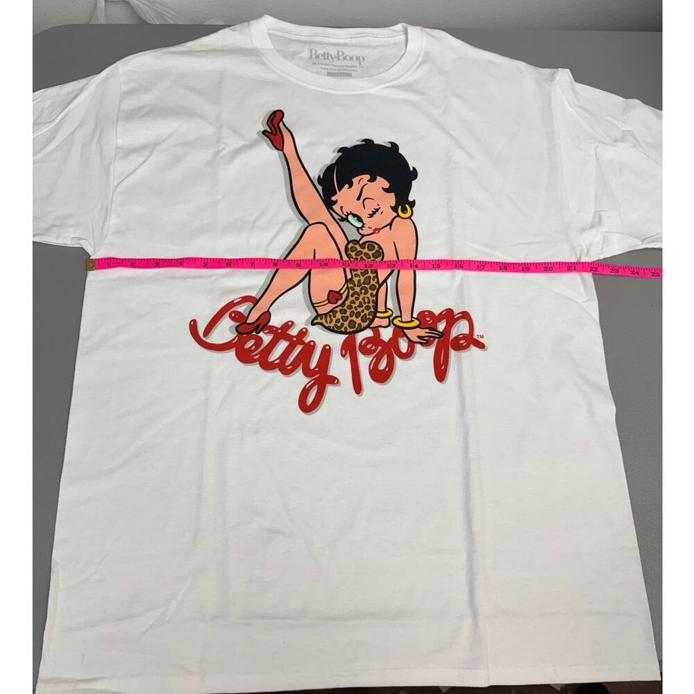 Betty Boop Leopard Dress White Graphic Tee Large NWOT - Picture 2 of 7